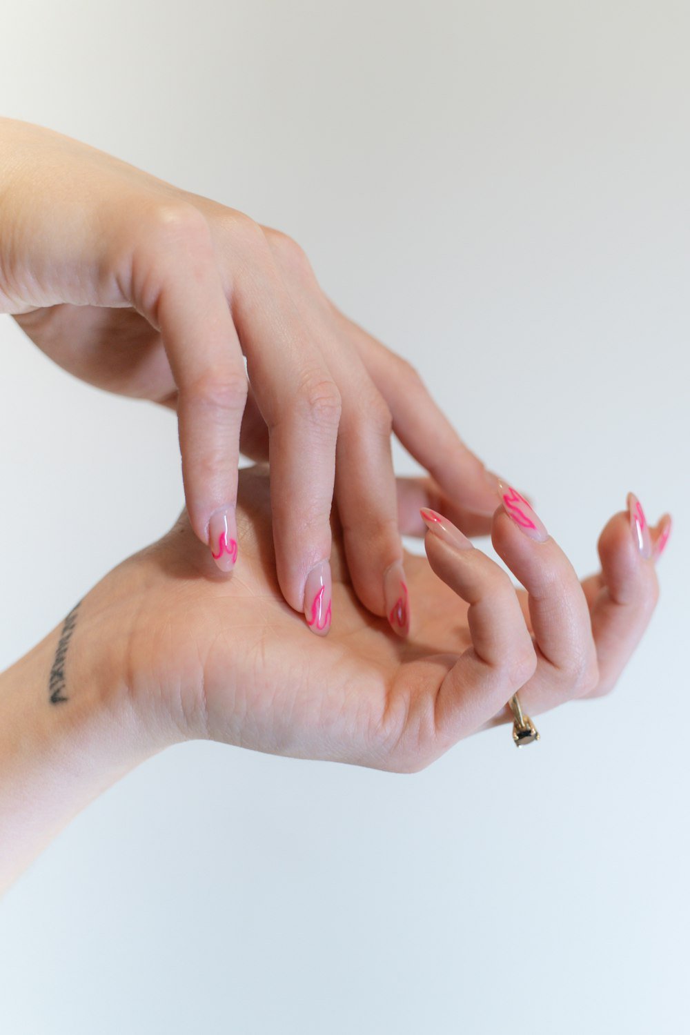 Pink and white gel manicure
