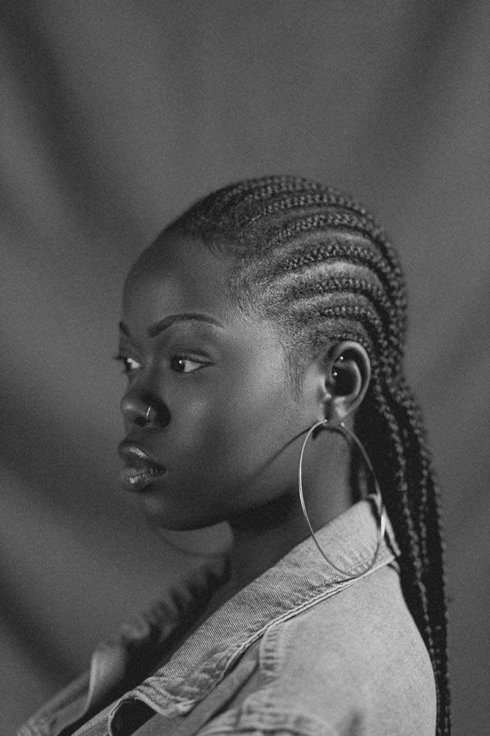 Woman with neat cornrows