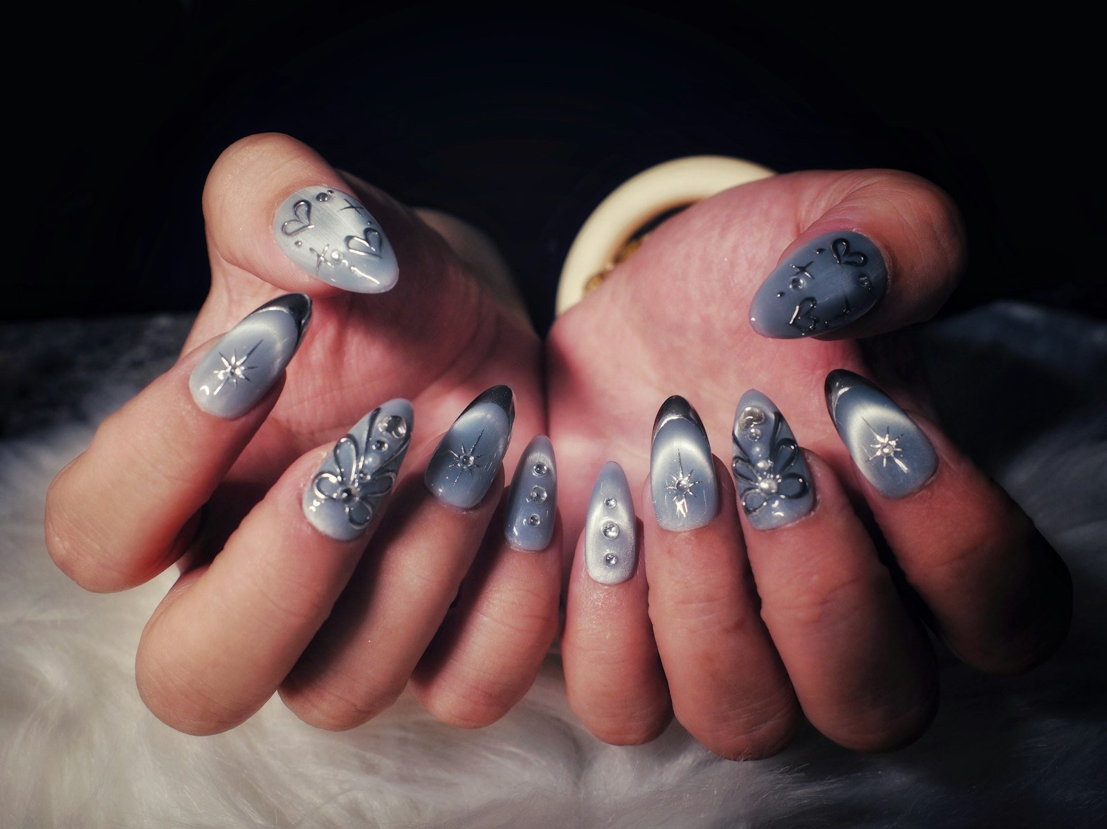 Long almond nails with a glossy finish
