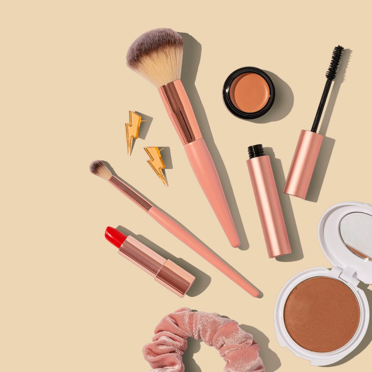 Flat lay of beauty products