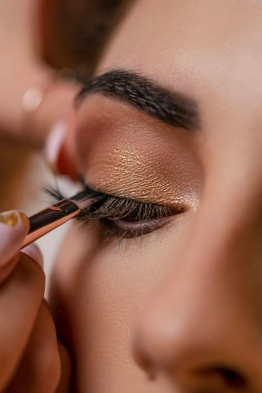 Close up of an eye with soft makeup